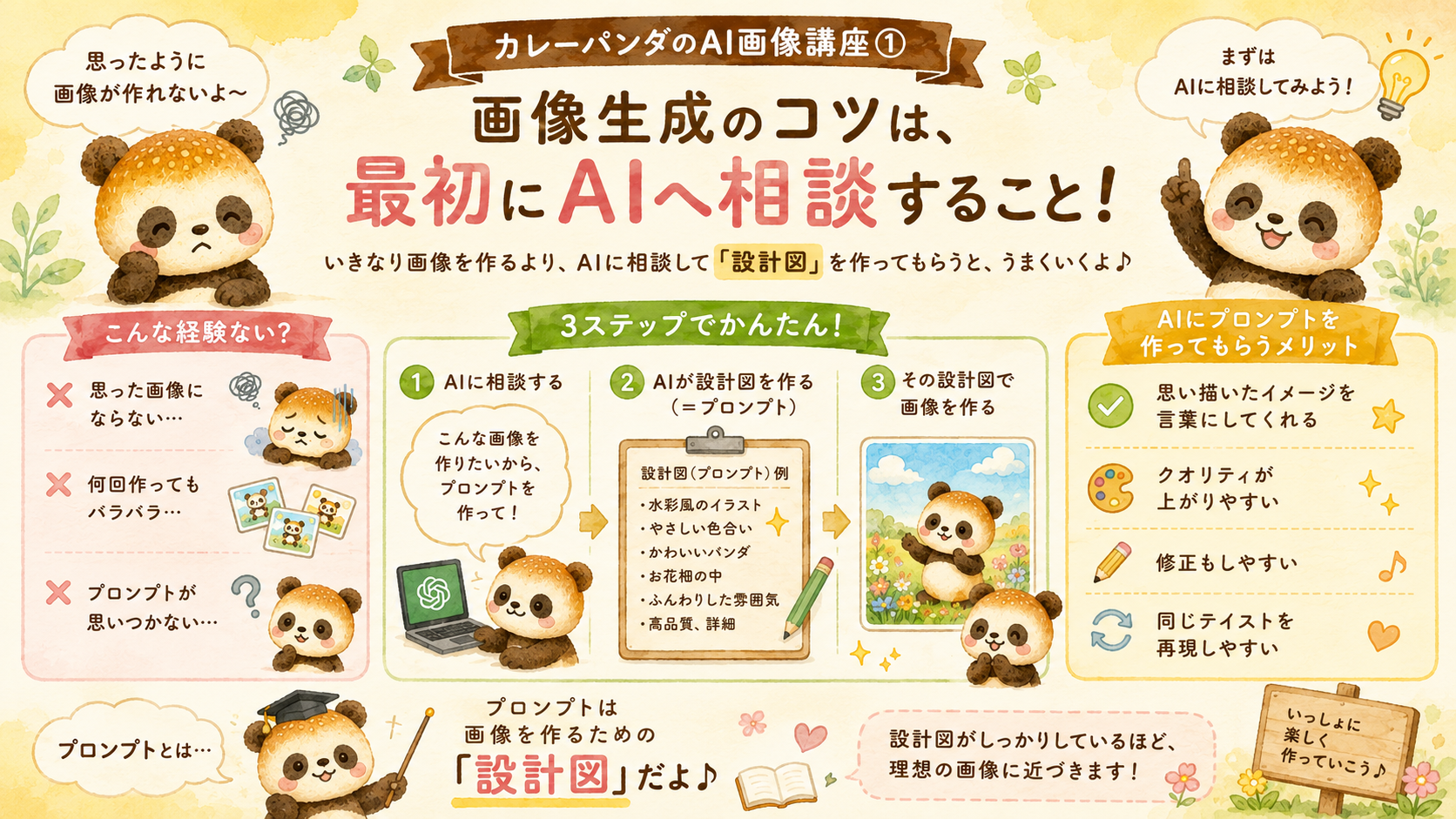 投稿用インフォグラフィック例：カレーパンダのAI画像講座